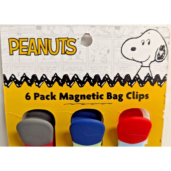 Peanuts Joe Cool Snoopy Magnetic Bag Clips Multicolor Set of 6 Cartoon Gift NIP - Picture 3 of 4